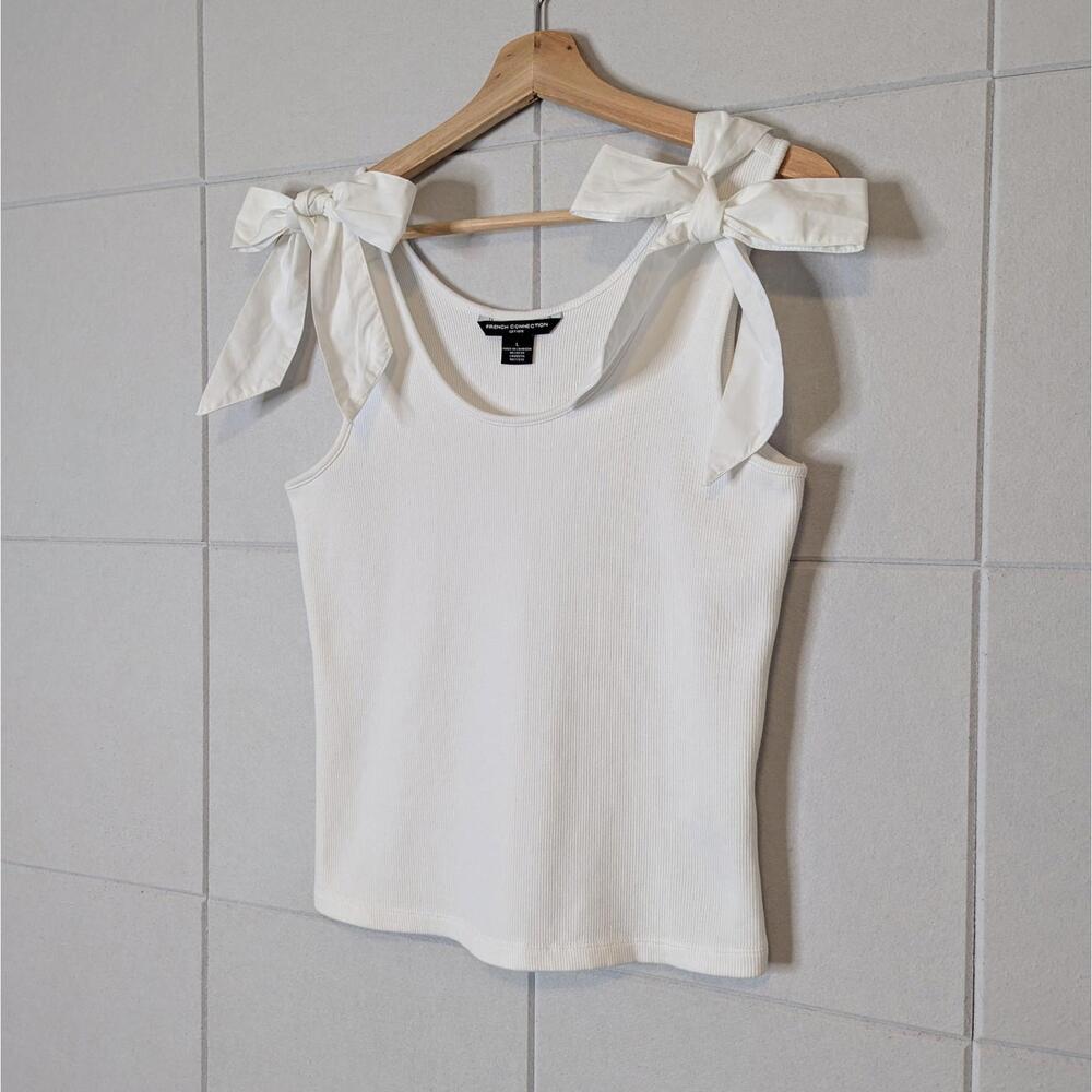 French Connection white cotton bow tank top - Picture 2 of 6